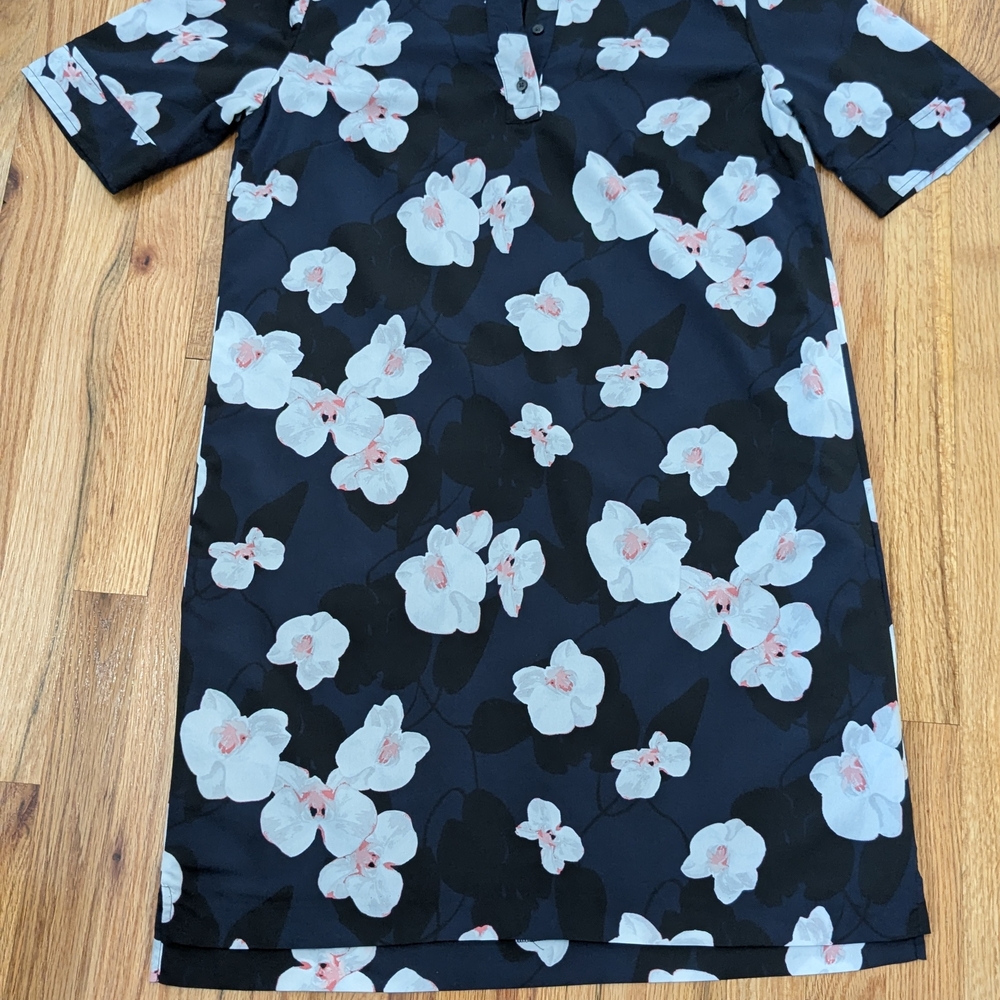 Banana Republic Blue Floral Polo Collar Midi Dress Size M - Picture 5 of 11